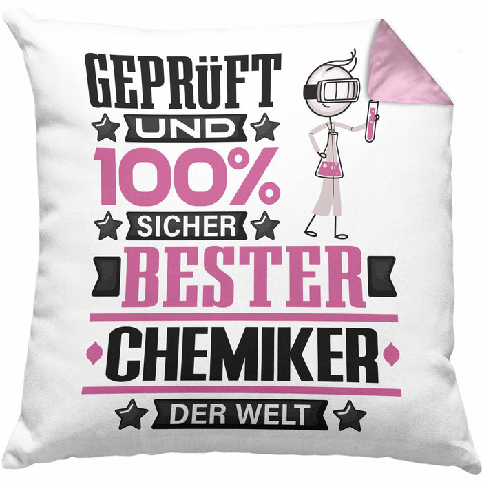 Chemiker Geschenk Lustiger Spruch für Chemiker Geschenkidee Bester Chemiker Der WeltKissen mit Füllung 40x40 (Grau) Rosa Trendation