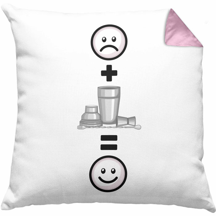 Barkeeper Kissen mit Füllung 40x40 Geschenk für Barkepper :( + Bartender = :) Lustige Geschenkidee Geburtstag (Grau) Rosa Trendation