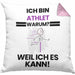 Athlet Geschenk Kissen mit Füllung 40x40 Lustiger Spruch Ich Bin Athlet Warum Weil Ich Es Kann Geschenkidee Bester Athlet Geburtstag (Grau) Rosa Trendation