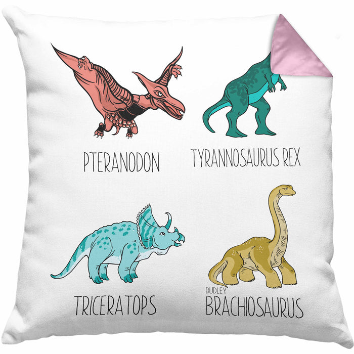 Arten Von Dinosauriern Kissen mit Füllung 40x40 Geschenk Für Jungs Dinos T-Rex Jungen Mädchen Dinos Tyrannosaurus (Grau) Rosa Trendation