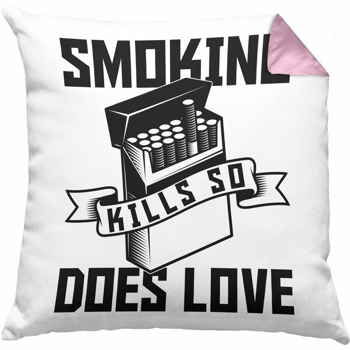 Smoking Kills So Does Love Kissen mit Füllung 40x40 Geschenk (Grau) Rosa Trendation