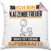 Katzenbetreuer Kissen mit Füllung 40x40 Geschenk für Katzenbetreuer Geburtstag Lustiger Spruch Was Ist Deine Superkraft (Grau) Rosa Trendation