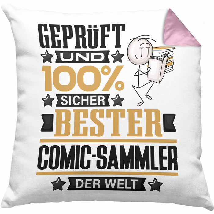 Comic-Sammler Geschenk Lustiger Spruch für Comic-Sammler Geschenkidee Bester Comic-Sammler Der WeltKissen mit Füllung 40x40 (Grau) Rosa Trendation