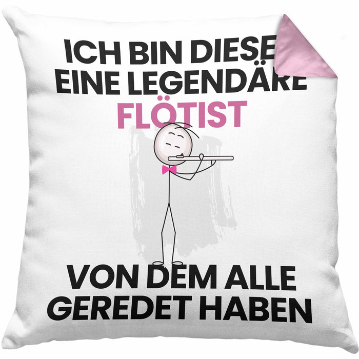 Flötist Geschenk Kissen mit Füllung 40x40 Lustige Geschenkidee Geburtstag für Flötist Ich Bin Dieser Legendäre Flötist Von Dem Alle Geredet Haben (Grau) Rosa Trendation