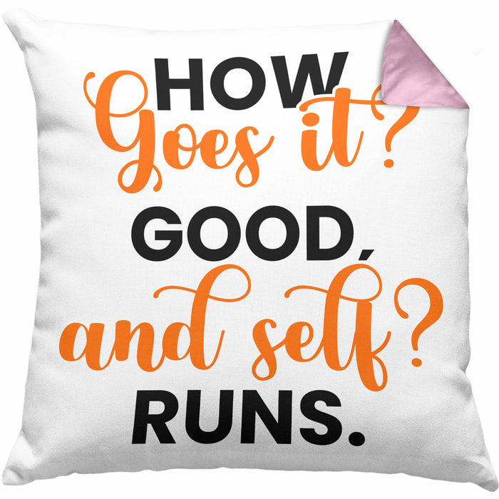 Lustige Kissen mit Füllung 40x40 Denglisch-Spruch "How goes it? Good!" (Grau) Rosa Trendation