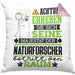 Naturforscher Geschenk Kissen mit Füllung 40x40 Lustiger Spruch Erheben Sie Sich Der Naturforscher Betritt den Raum (Grau) Rosa Trendation