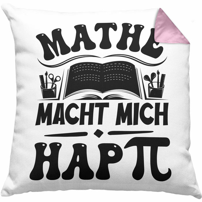 Mathe-Lehrer Kissen mit Füllung 40x40 Geschenkidee Mathe Macht Mit Happy Mathe-Liebhaber Geschenk Geburtstag Weihnachten Mathestudent (Grau) Rosa Trendation