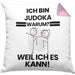 Judoka Geschenk Kissen mit Füllung 40x40 Lustiger Spruch Ich Bin Judoka Warum Weil Ich Es Kann Geschenkidee Bester Judoka Geburtstag (Grau) Rosa Trendation