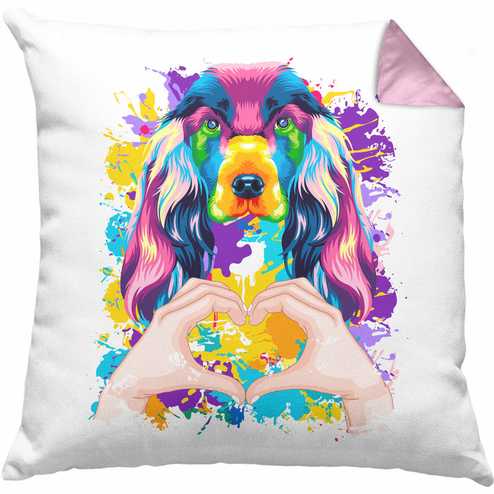 Cocker Spaniel Besitzer Farbe Love Kissen mit Füllung 40x40 Geschenk Lustiger Spruch Geschenkidee Cocker Spaniel Besitzerin (Grau) Rosa Trendation