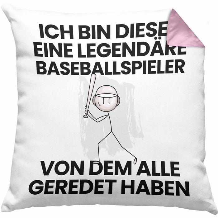 Baseballspieler Geschenk Kissen mit Füllung 40x40 Lustige Geschenkidee Geburtstag für Baseballspieler Ich Bin Dieser Legendäre Baseballspieler Von Dem Alle Geredet Haben (Grau) Rosa Trendation