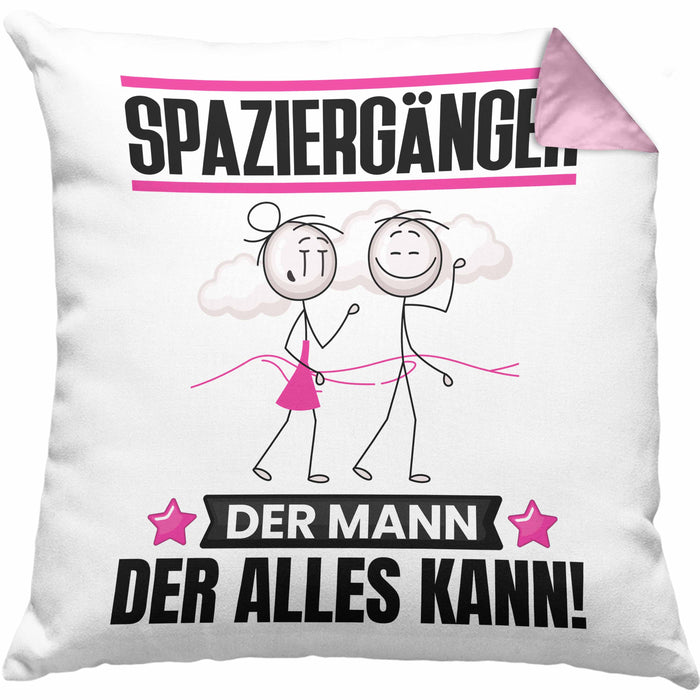 Spaziergänger Kissen mit Füllung 40x40 Geschenk für Spaziergänger Der Mann Der Alles Kann Geschenkidee zum Geburtstag (Grau) Rosa Trendation