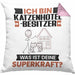 Katzenhotelbesitzer Kissen mit Füllung 40x40 Geschenk für Katzenhotelbesitzer Geburtstag Lustiger Spruch Was Ist Deine Superkraft (Grau) Rosa Trendation