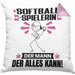 Softballspielerin Kissen mit Füllung 40x40 Geschenk für Softballspielerin Der Mann Der Alles Kann Geschenkidee zum Geburtstag (Grau) Rosa Trendation