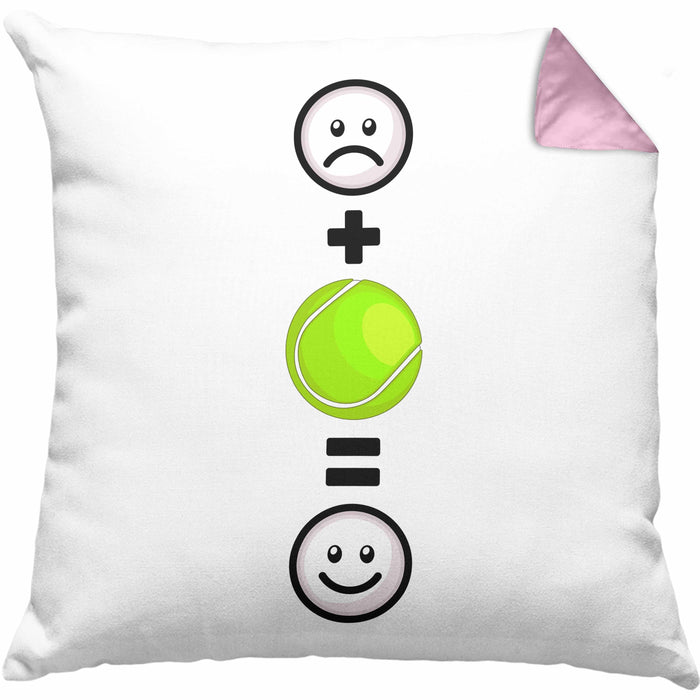 Tennis Kissen mit Füllung 40x40 Geschenk für Tennisspieler Männer Frauen Lustige Geschenkidee :( + Tennisball = :) Geburtstag (Grau) Rosa Trendation