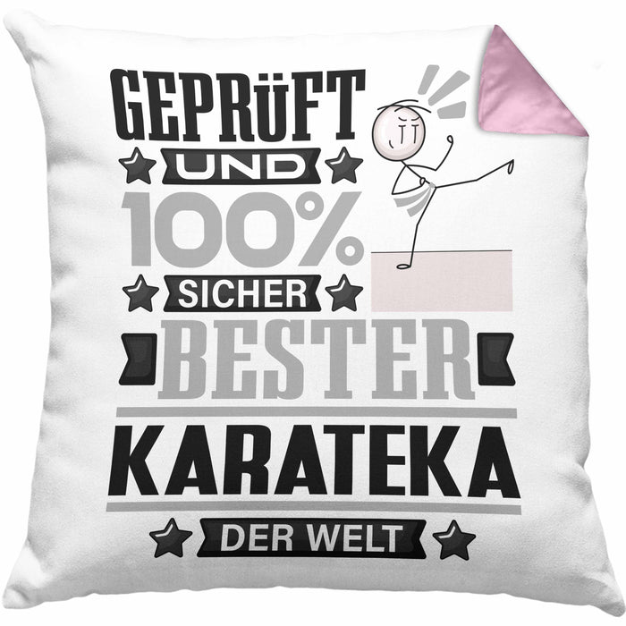 Karateka Geschenk Lustiger Spruch für Karateka Geschenkidee Bester Karateka Der WeltKissen mit Füllung 40x40 (Grau) Rosa Trendation