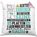 Plattenladenbesitzer Geschenk Kissen mit Füllung 40x40 Lustiger Spruch Erheben Sie Sich Der Plattenladenbesitzer Betritt den Raum (Grau) Rosa Trendation