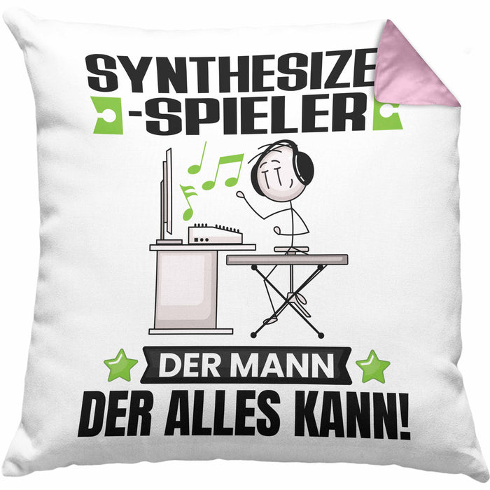 Synthesizer-Spieler Kissen mit Füllung 40x40 Geschenk für Synthesizer-Spieler Der Mann Der Alles Kann Geschenkidee zum Geburtstag (Grau) Rosa Trendation