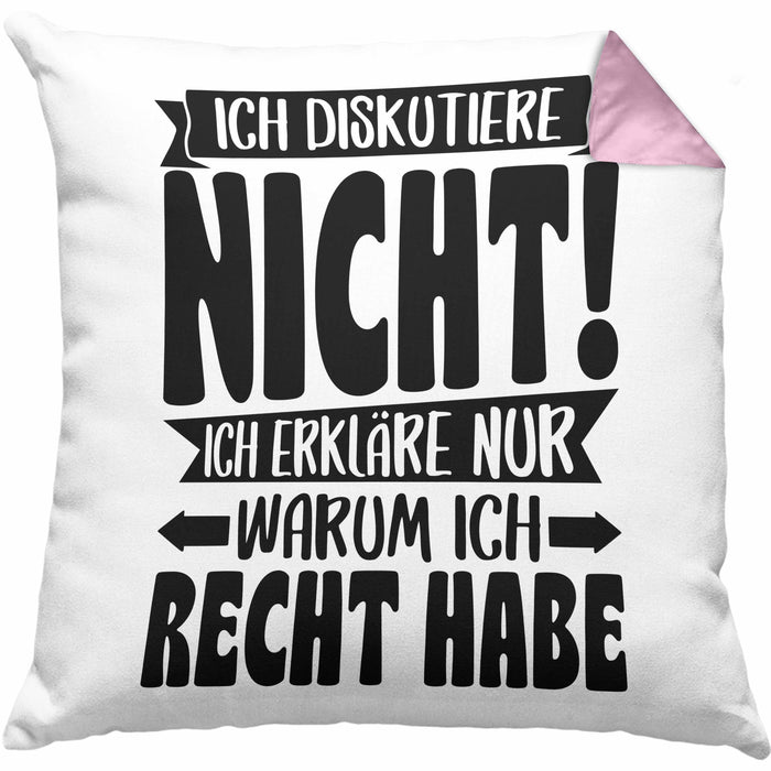 Lustige Kissen mit Füllung 40x40 Besserwisser Mit Spruch Ich Diskutiere Nicht Ich Erkläre Nur Warum Ich Recht Habe Sprüche Geschenkidee Kollege (Grau) Rosa Trendation