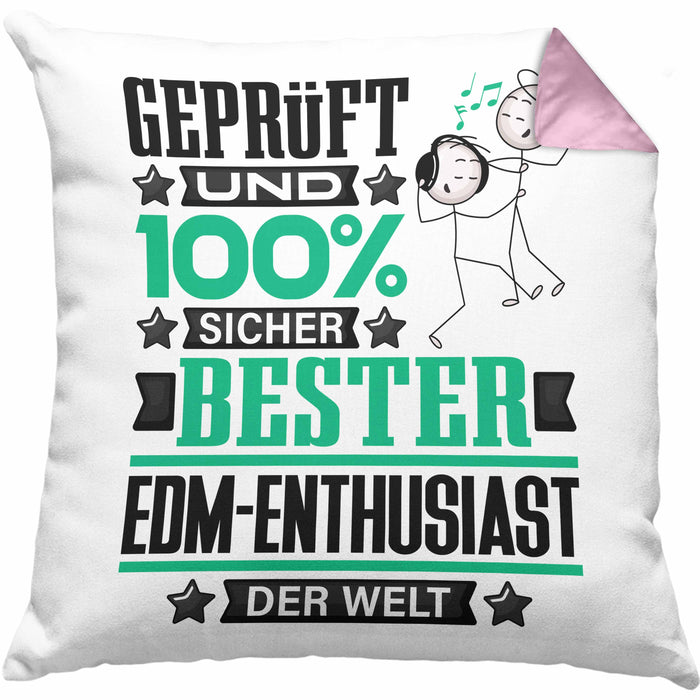 EDM-Enthusiast Geschenk Lustiger Spruch für EDM-Enthusiast Geschenkidee Bester EDM-Enthusiast Der WeltKissen mit Füllung 40x40 (Grau) Rosa Trendation