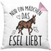 Lustige Esel-Kissen mit Füllung 40x40 Geschenk für Mädchen, die Esel lieben "Nur Ein Mädchen Das Esel Liebt" (Grau) Rosa Trendation