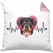Rottweiler Besitzer Kissen mit Füllung 40x40 Geschenk Lustiger Spruch Geschenkidee Herzschlag Rottweiler (Grau) Rosa Trendation