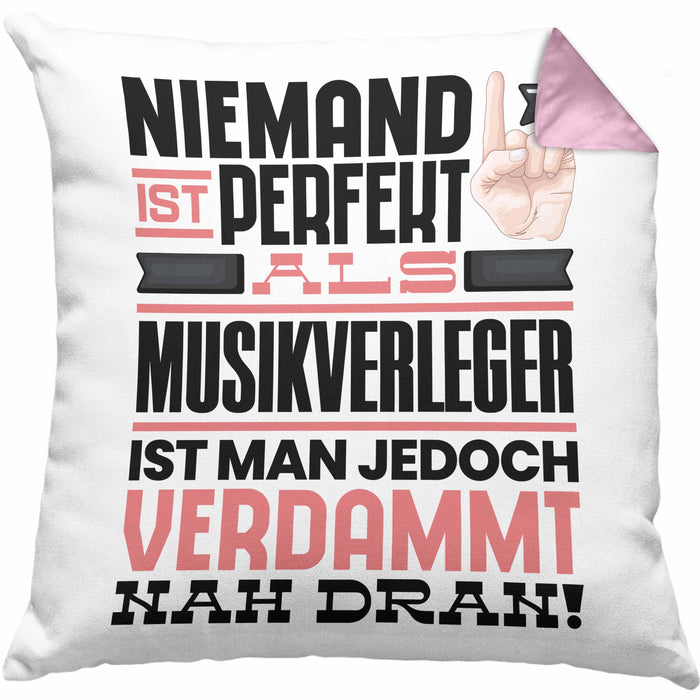 Musikschüler Geschenk Kissen mit Füllung 40x40 Lustige Geschenkidee für Musikschüler Geburtstag Niemand Ist Perfekt Aber Als Musikschüler Ist Man Nah Dran (Grau) Rosa Trendation