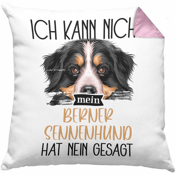 Berner Sennen Besitzer Kissen mit Füllung 40x40 Geschenk Lustiger Spruch Geschenkidee Ich Kann Nicht Mein Berner Sennen Hat Nein Gesagt (Grau) Rosa Trendation
