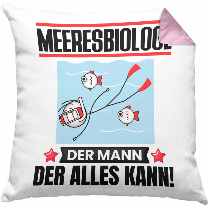 Meeresbiologe Kissen mit Füllung 40x40 Geschenk für Meeresbiologe Der Mann Der Alles Kann Geschenkidee zum Geburtstag (Grau) Rosa Trendation