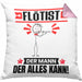 Flötist Kissen mit Füllung 40x40 Geschenk für Flötist Der Mann Der Alles Kann Geschenkidee zum Geburtstag (Grau) Rosa Trendation