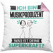 Musikproduzent Kissen mit Füllung 40x40 Geschenk für Musikproduzent Geburtstag Lustiger Spruch Was Ist Deine Superkraft (Grau) Rosa Trendation