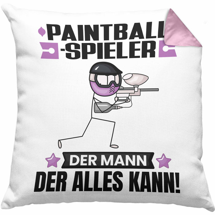 Paintballspieler Kissen mit Füllung 40x40 Geschenk für Paintballspieler Der Mann Der Alles Kann Geschenkidee zum Geburtstag (Grau) Rosa Trendation