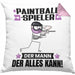 Paintballspieler Kissen mit Füllung 40x40 Geschenk für Paintballspieler Der Mann Der Alles Kann Geschenkidee zum Geburtstag (Grau) Rosa Trendation