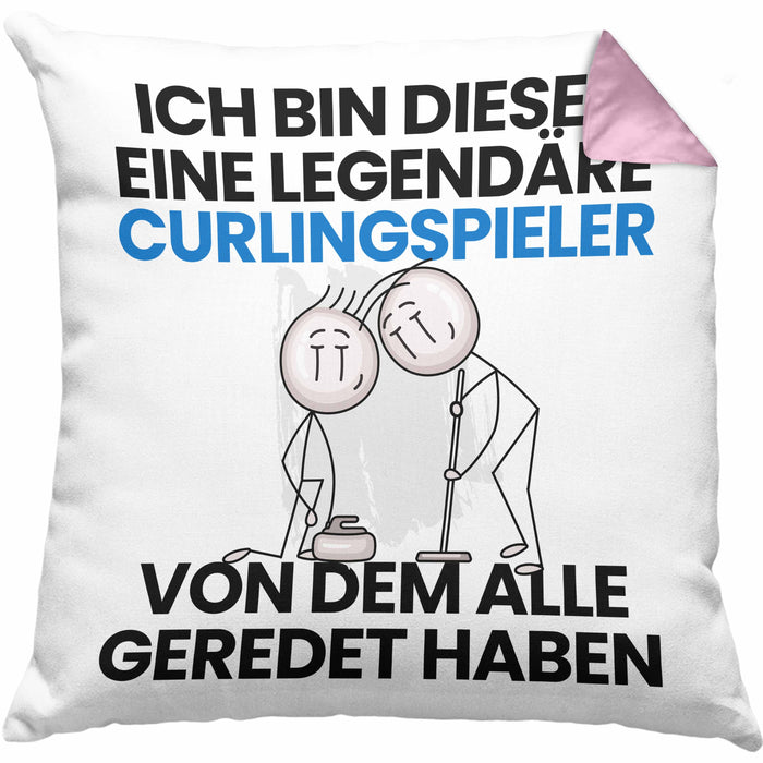 Curlingspieler Geschenk Kissen mit Füllung 40x40 Lustige Geschenkidee Geburtstag für Curlingspieler Ich Bin Dieser Legendäre Curlingspieler Von Dem Alle Geredet Haben (Grau) Rosa Trendation