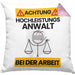 Anwalt Kissen mit Füllung 40x40 Geschenk Lustiger Spruch Geschenkidee für Anwalt Achtung Hochleistungs Anwalt Bei Der Arbeit (Grau) Rosa Trendation