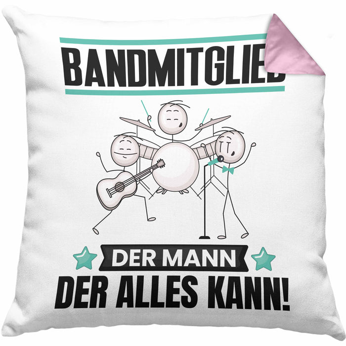 Bandmitglied Kissen mit Füllung 40x40 Geschenk für Bandmitglied Der Mann Der Alles Kann Geschenkidee zum Geburtstag (Grau) Rosa Trendation
