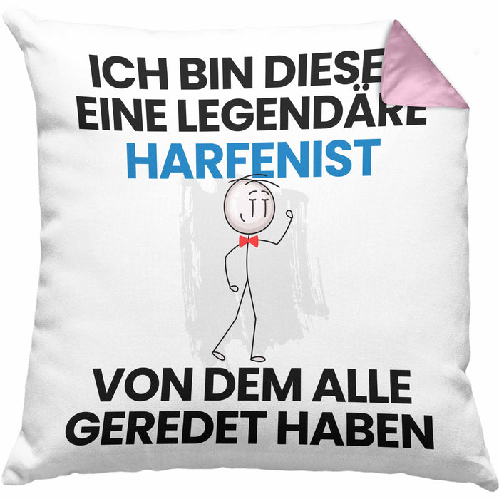 Harfenist Geschenk Kissen mit Füllung 40x40 Lustige Geschenkidee Geburtstag für Harfenist Ich Bin Dieser Legendäre Harfenist Von Dem Alle Geredet Haben (Grau) Rosa Trendation