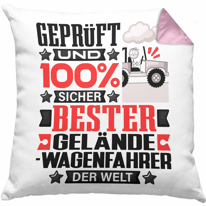 Geländewagenfahrer Geschenk Lustiger Spruch für Geländewagenfahrer Geschenkidee Bester Geländewagenfahrer Der WeltKissen mit Füllung 40x40 (Grau) Rosa Trendation