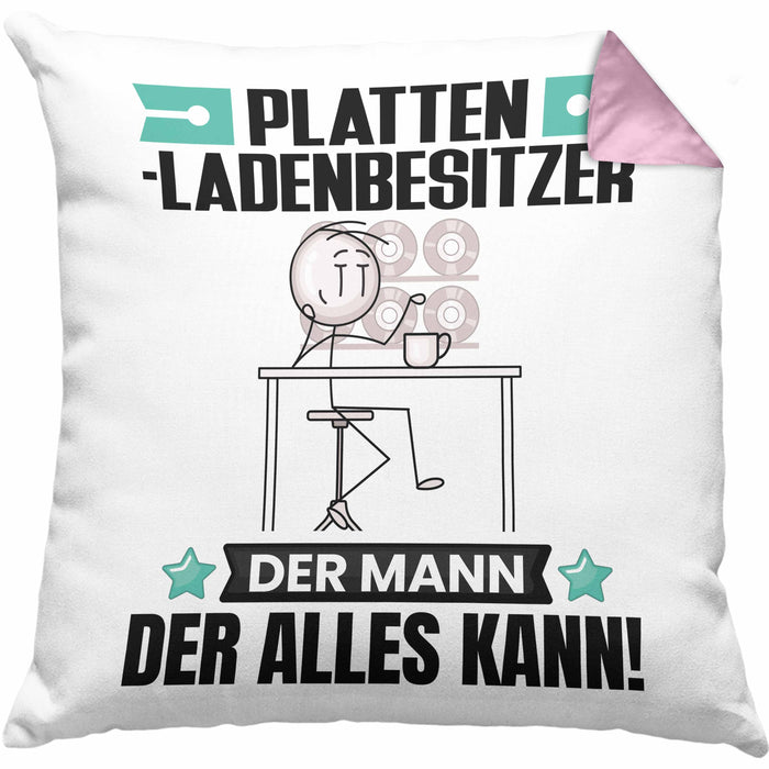 Plattenladenbesitzer Kissen mit Füllung 40x40 Geschenk für Plattenladenbesitzer Der Mann Der Alles Kann Geschenkidee zum Geburtstag (Grau) Rosa Trendation