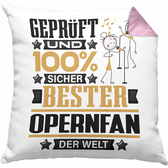 Opernfan Geschenk Lustiger Spruch für Opernfan Geschenkidee Bester Opernfan Der WeltKissen mit Füllung 40x40 (Grau) Rosa Trendation