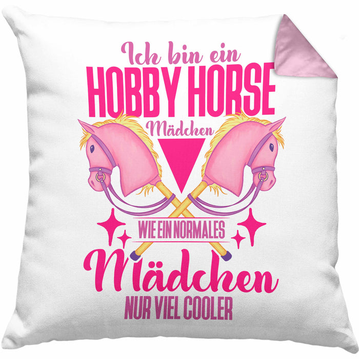 Hobbyhorse Mädchen Kissen mit Füllung 40x40 Geschenk Hobby Horse Pferde (Grau) Rosa Trendation