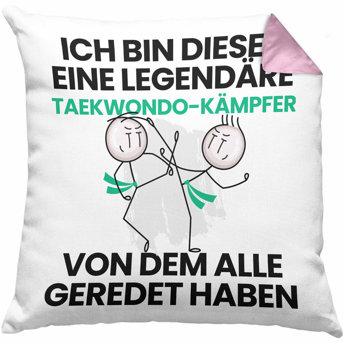 Taekwondo-Kämpfer Geschenk Kissen mit Füllung 40x40 Lustige Geschenkidee Geburtstag für Taekwondo-Kämpfer Ich Bin Dieser Legendäre Taekwondo-Kämpfer Von Dem Alle Geredet Haben (Grau) Rosa Trendation