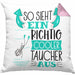 Taucher Kissen mit Füllung 40x40 Geschenk So Sieht Ein Richtig Cooler Taucher Aus Geschenkidee Spruch Lustig (Grau) Rosa Trendation