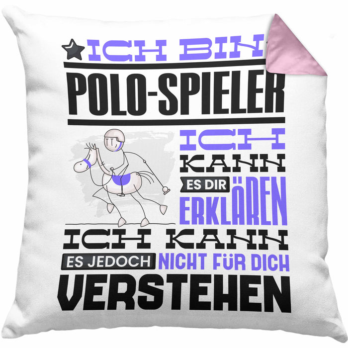 Polo-Spieler Geschenk Kaffee-Kissen mit Füllung 40x40 Geschenkidee für Polo-Spieler Ich Bin Polo-Spieler Ich Kann Es Dir Erklären Jedoch Nicht Für Dich Verstehen Spruch Lustig (Grau) Rosa Trendation