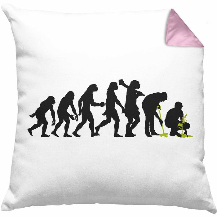 Gärtner Evolution Kissen mit Füllung 40x40 mit Spruch Garten Hobbygärtner Gärtner Geschenk Lustig Gärtnerin Geschenkidee (Grau) Rosa Trendation