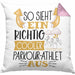 Parkour-Athlet Kissen mit Füllung 40x40 Geschenk So Sieht Ein Richtig Cooler Parkour-Athlet Aus Geschenkidee Spruch Lustig (Grau) Rosa Trendation