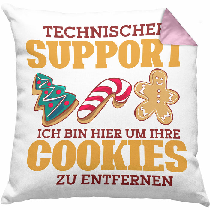 Lustige Kissen mit Füllung 40x40 Technischer Support "Ich bin hier, um Ihre Cookies zu entfernen" Geschenk für Tech-Enthusiasten (Grau) Rosa Trendation