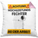 Fechter Kissen mit Füllung 40x40 Geschenk Lustiger Spruch Geschenkidee für Fechter Achtung Hochleistungs Fechter Bei Der Arbeit (Grau) Rosa Trendation