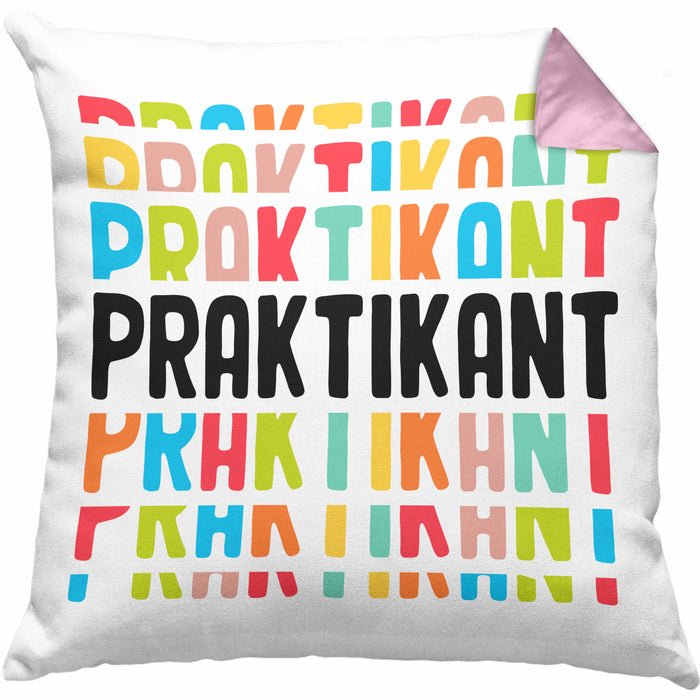 Praktikant Kissen mit Füllung 40x40 Geschenk Für Praktikanten Geschenkidee (Grau) Rosa Trendation
