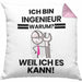 Ingenieur Geschenk Kissen mit Füllung 40x40 Lustiger Spruch Ich Bin Ingenieur Warum Weil Ich Es Kann Geschenkidee Bester Ingenieur Geburtstag (Grau) Rosa Trendation