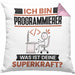 Programmierer Kissen mit Füllung 40x40 Geschenk für Programmierer Geburtstag Lustiger Spruch Was Ist Deine Superkraft (Grau) Rosa Trendation